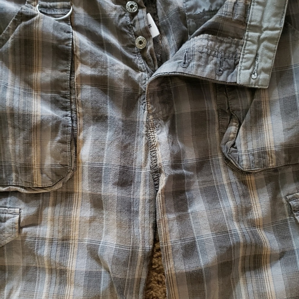 Guess Gray Plaid Button-Up Shirt